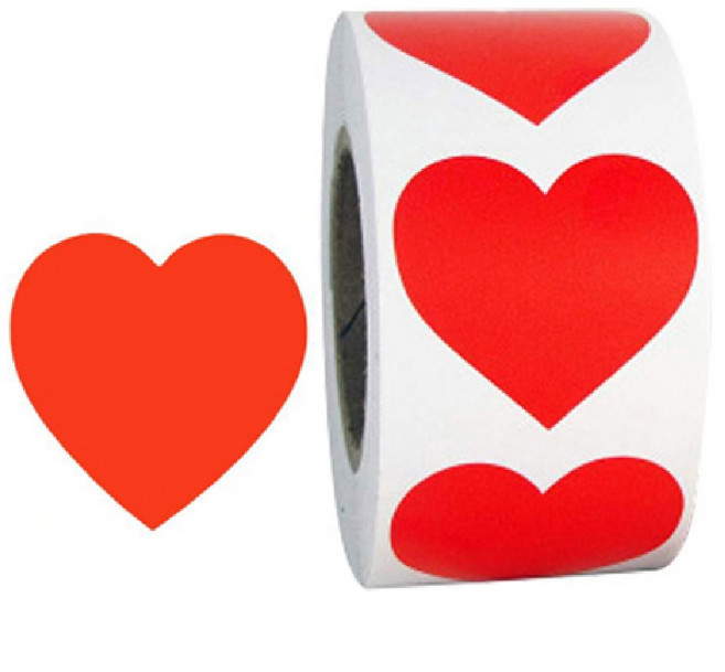 바이트 하트 컬러 스티커, 1개, 레드