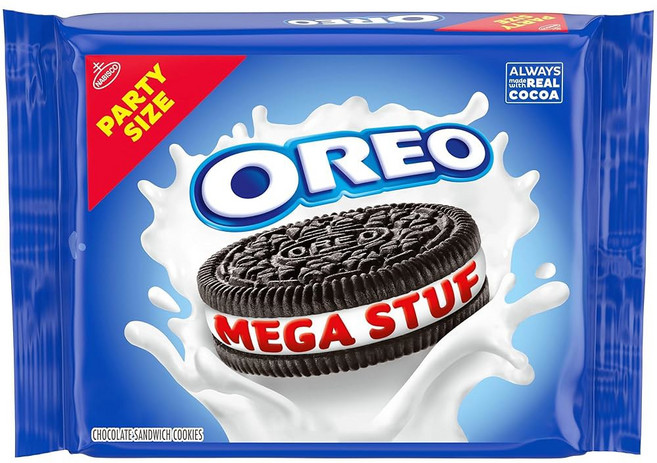 Oreo 초콜릿 쿠키 오레오 메가 스터프 샌드위치 파티 사이즈 1파운드 9.35온스, 1개, 718g