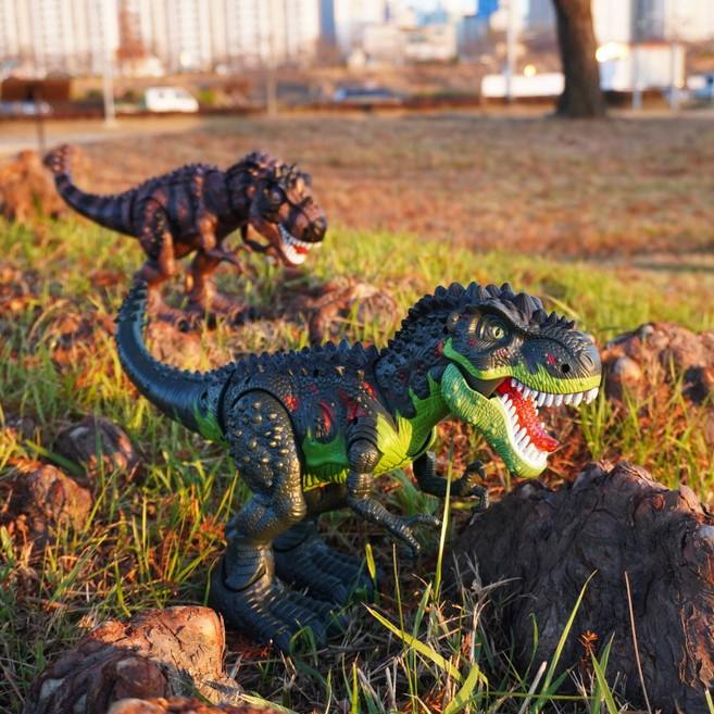 움직이는 티라노사우루스 장난감 2종 공룡 피규어 티라노 모형 어린이 생일선물, 02_갈색 티라노사우루스, 1개