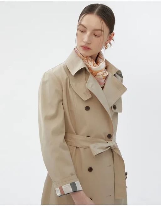 닥스레이디스 베이지 닥스문장포인트 면혼방 더블롱 트렌치코트