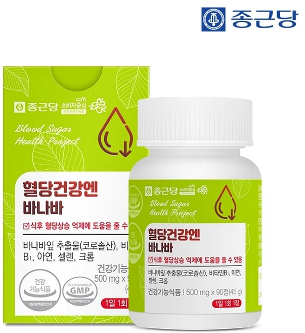 종근당 혈당건강엔 바나바, 90정, 1개 - 쿠팡