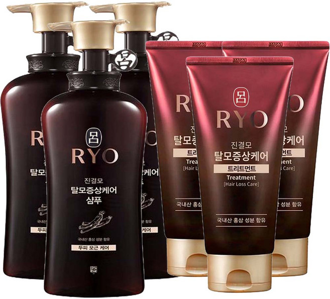 [최신형] 려 진결모 탈모증상케어 샴푸 490ml + 트리트먼트300ml + 마스크 증정 (옵션 택 1), 3개, 790ml