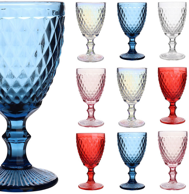 고블렛잔 300ml 홈카페 유리컵 와인잔 유리잔 온더락 텀블러 맥주잔 샴페인 하이볼 고블렛, 02 레드1P, 1개