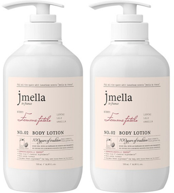 제이멜라 인 프랑스 팜므파탈 바디 로션 리치향, 2개, 500ml