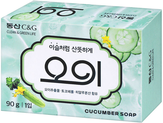 동산씨앤지 오이 비누, 90g, 1개입