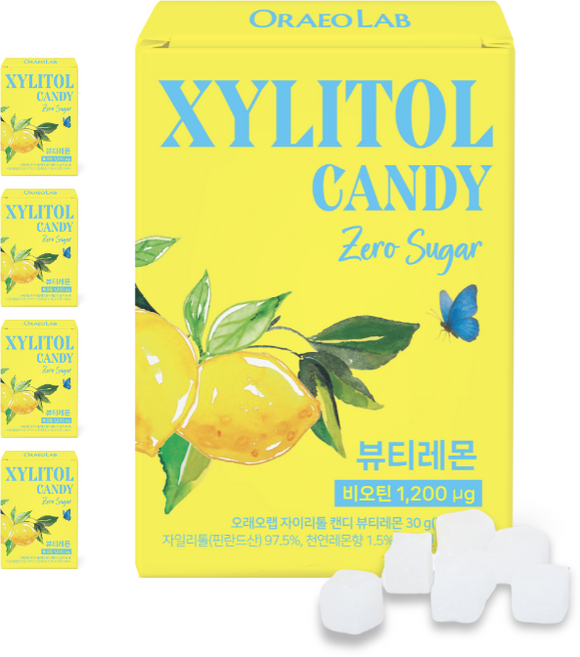 오래오랩 비오틴 자일리톨 무설탕 캔디 천연레몬, 5개, 30g
