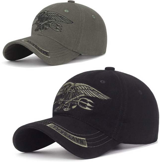 트라이던트 씰팀 모자 볼캡 seal team cap 네이비씰, 1개, 검정색