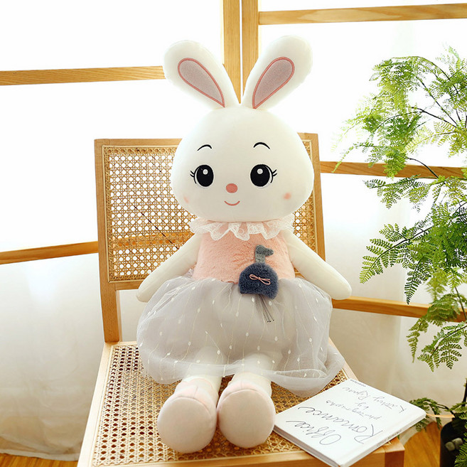 愛爾兔 毛絨玩具 可愛紗裙兔 公仔, 灰色裙子 45cm 0.15kg, 1個