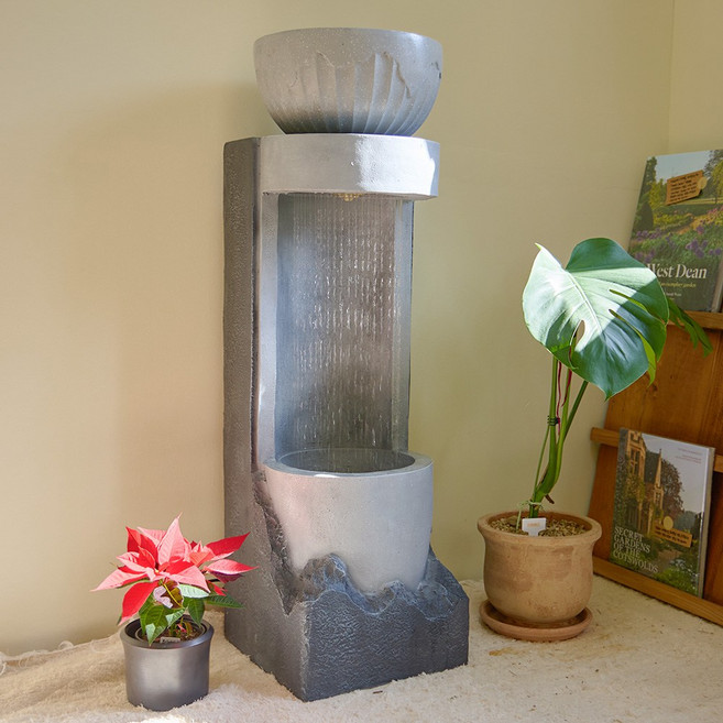 VITALO 석담정 워터폴 오브제 분수대 수경 홈가든 매장 인테리어 소품 플렌테리어 행사장 실내분수대 가습 빈티지 감성 정원 타워형 기둥형, 분수대_PGC1301