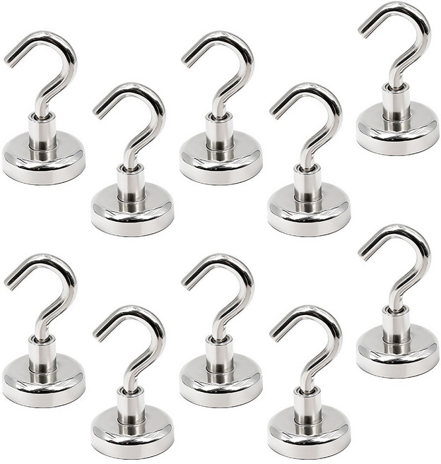 Jianwen 네오디뮴 자석 후크, 20mmSilvery, 10개