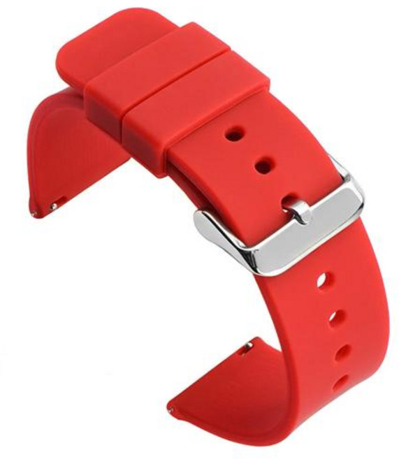 퀵릴리즈 소프트 실리콘 시계 밴드 범용 고무 방수 팔찌 교체 14mm 16mm 18mm 19mm 20mm 21mm 22mm 24mm, 208)red silver, 1개