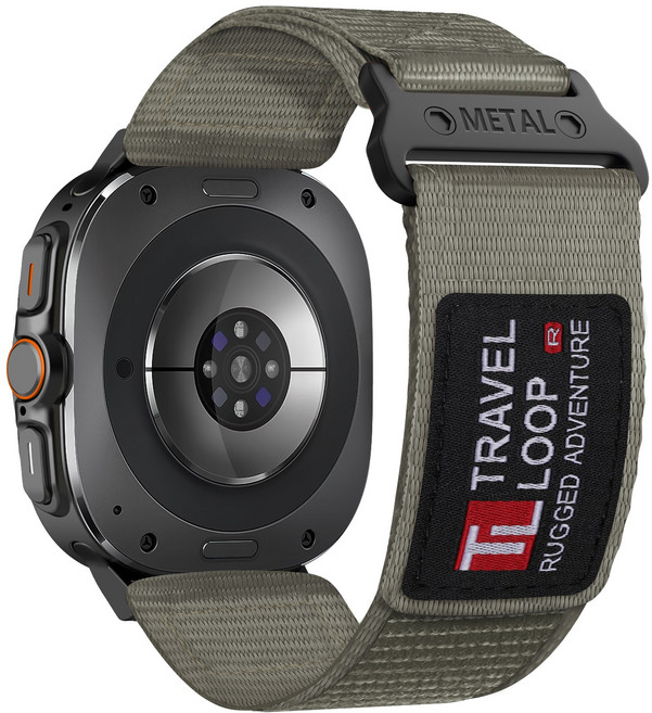 Fegwilde 갤럭시워치 울트라 47mm 호환 아웃도어 나토 벨크로 스포츠 나일론 스트랩, 그레이
