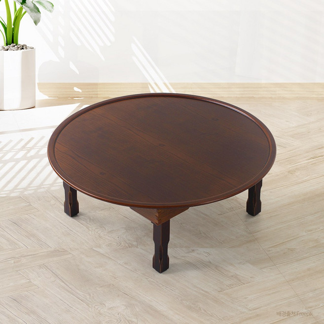 박씨상방 모던 엔틱 원형 접이식 밥상 소반 교자상 다과 손님, 2.5원형엔틱, 단품