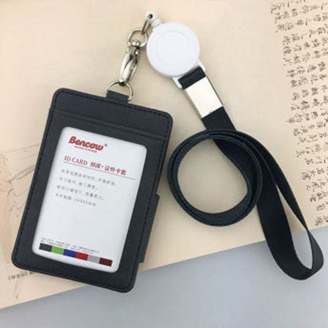 가죽 사원증케이스 카드지갑 릴홀더 목걸이 세트 3포켓