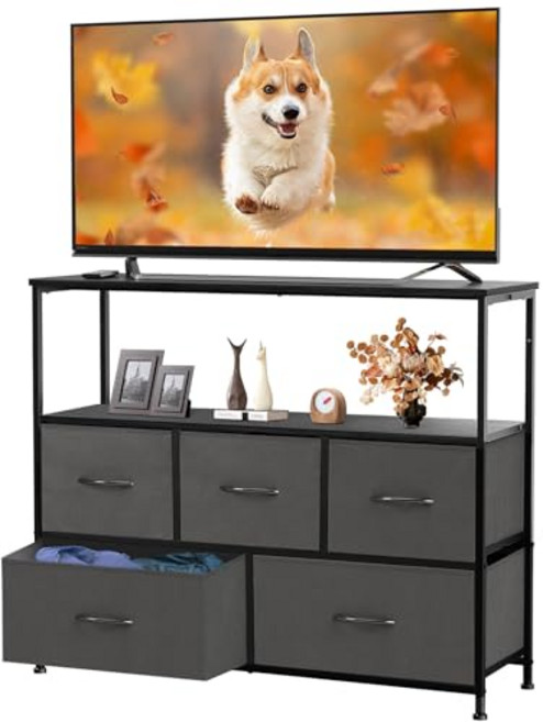 모아니스 5단 패브릭 서랍장 거실장 수납장, 그레이