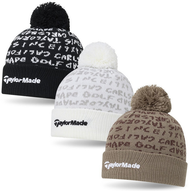 2026 테일러메이드 M 워드 그래픽 니트 캡 비니 방한 골프모자, 화이트, 본상품선택