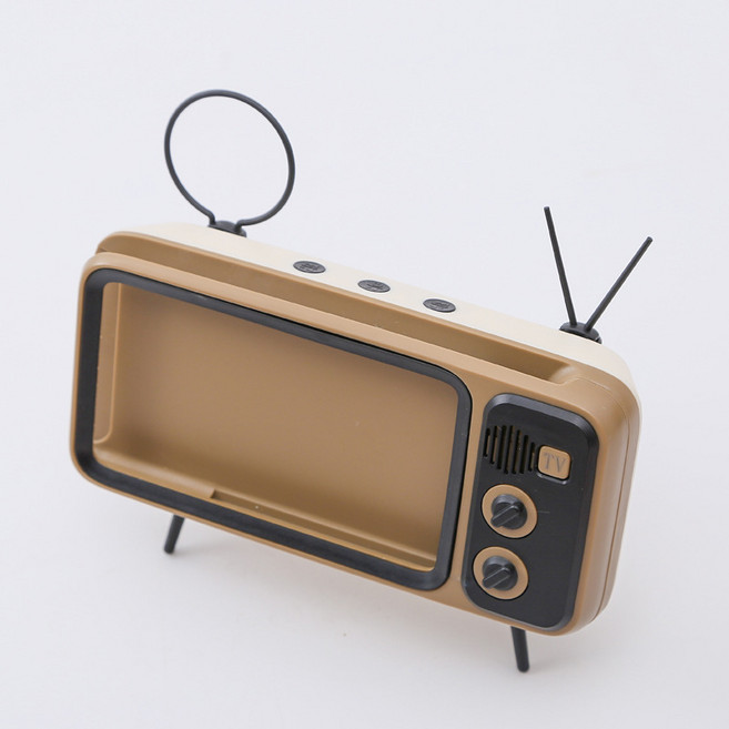 클래식 레트로 스마트폰 티비 거치대 핸드폰 휴대폰 스탠드 탁상, 1개, 브라운