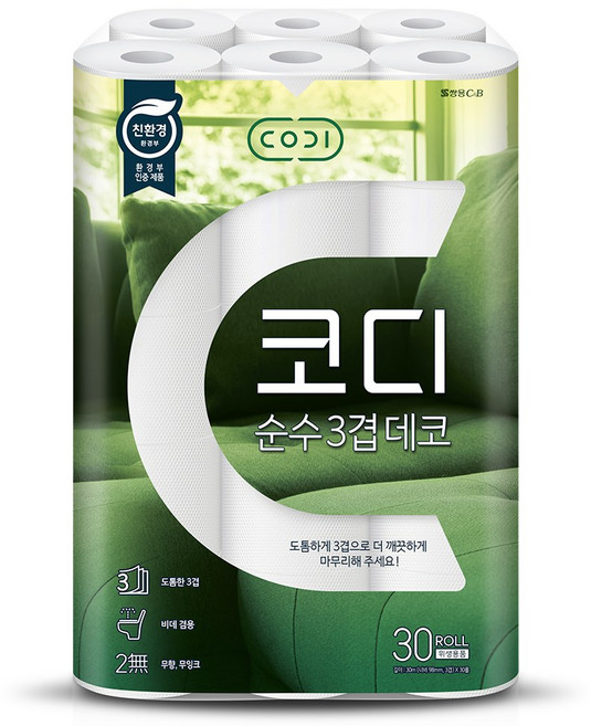 코디 순수 3겹데코 화장지, 30m, 30개입, 1개