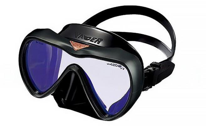 걸 GULL 베이더 420UV AR 일안식 스킨스쿠버 마스크, M 블랙크롬