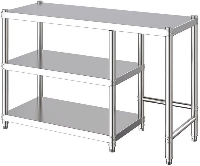 업소용스텐 선반 주방 작업대 주방 선반 업소용 조리대 업소용 작업대 스테인레스 조리대, 100CM*45CM*80CM, 은색
