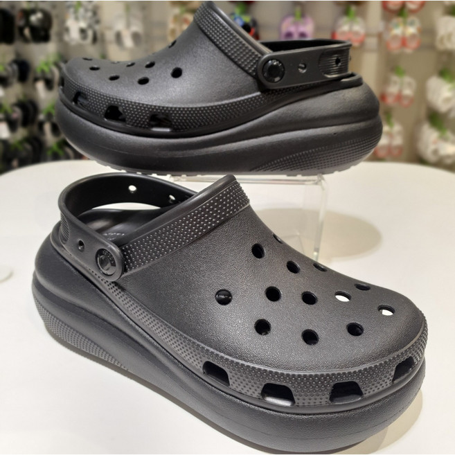 [크록스 뉴코아일산 매장정품] 크러쉬 클로그 블랙 검정 207521-001(220~290mm) 5.5CM/남녀공용/키높이/웨지굽