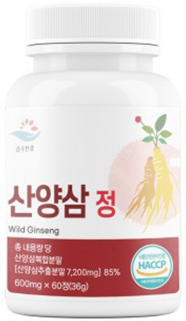 [쿨쿨자] 순수한줌 산양삼 정 600mg x 60정 HACCP인증, 5개