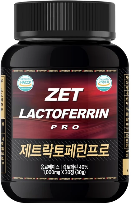 제트리션 제트락토페린프로 1000mg 30정, 1개 - 쿠팡