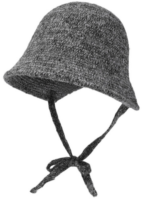 헬스와미 따뜻한 무지 끈 모자 여성 겨울 니트 벙거지 버킷햇 데일리