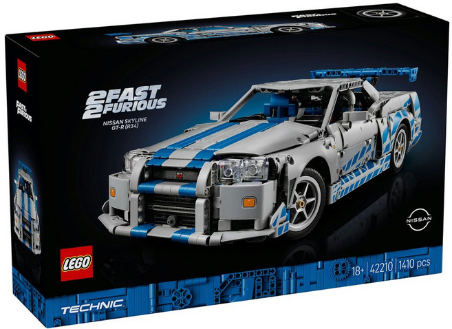 레고 테크닉 2 패스트 2 퓨리어스 닛산 스카이라인 GT-R 카 42210, 혼합색상, 1개