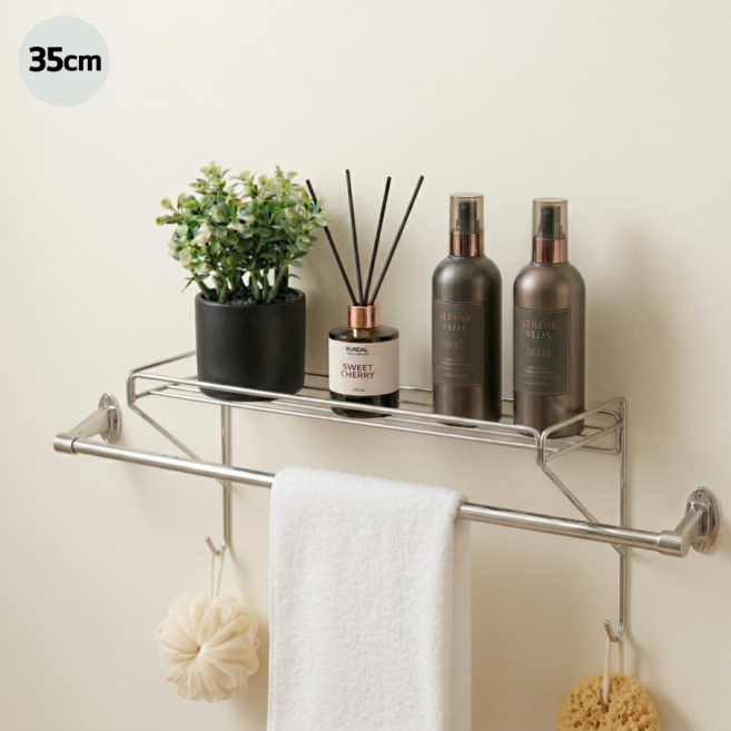 리쥬아 스텐304 세면대 틈새 활용 수건걸이 거치선반, 1개, 실버