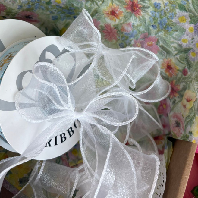 상일상회 완성 리본 오간디 완제품 선물 포장 장식, 12p