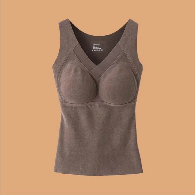 Helena石墨烯保暖背心 免穿內衣發熱衣 內搭帶胸墊 加絨磨毛無痕打底衫 秋冬季女