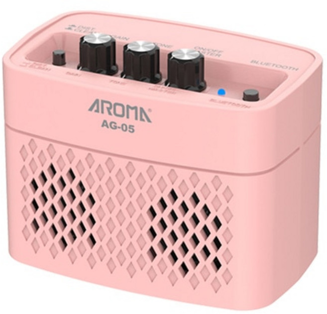 5W 일렉트릭 기타 앰프 듀얼 스피커 8H 근무 시간 충전식 블루투스 아로마 AG-05, 04 Pink, 1개