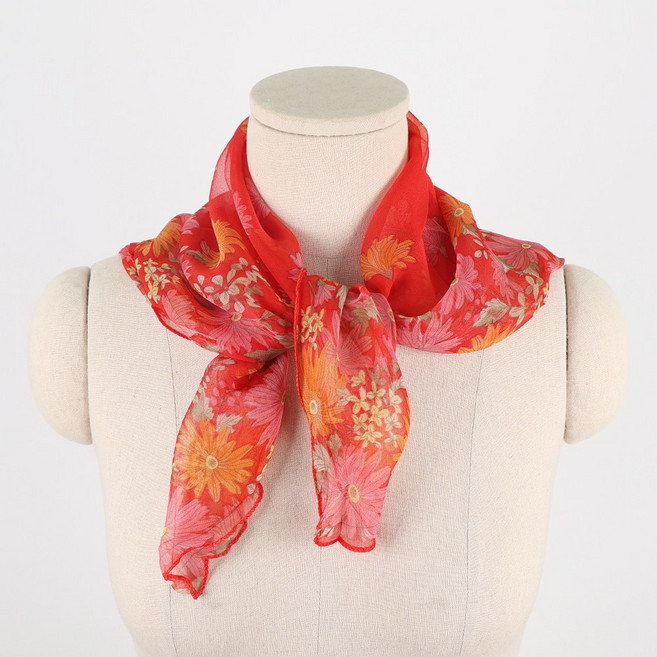 에스랑제이 로미 패턴 쁘띠 스카프 여성 사각 쉬폰 스카프 데일리 패션