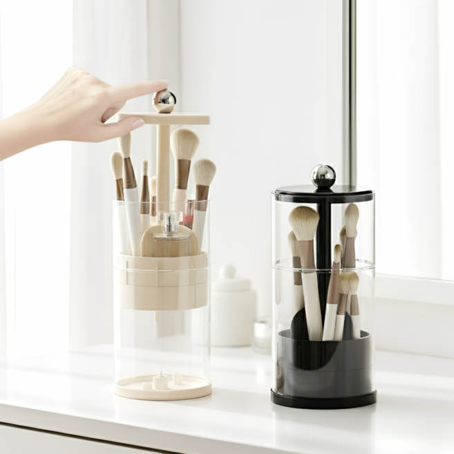 델로르 원터치업 먼지차단 브러쉬 정리함, 아이보리, 1개