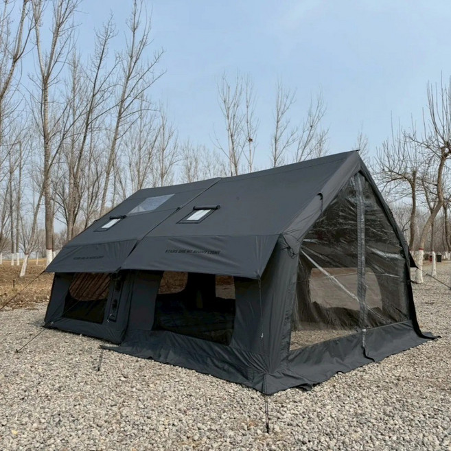 早點名 SPARK AIR 星火 科技棉充氣帳篷, 7+7黑色(主帳+拓展+雨披)