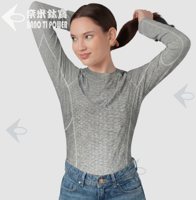 奈米鈦寶 石墨烯能量保暖衣 長袖上衣 男女性適用 灰色 L號