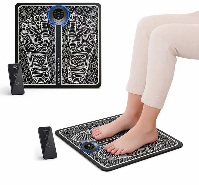 린보 EMS무선 저주파 발마사지기 발바닥 종아리 미세전류 안마기 매트, 블랙, LLK-5