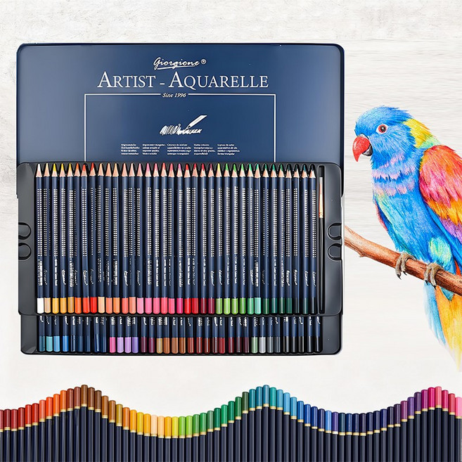 시스슈 수용성 아트 색연필 물감 효과 학생 전문가용 금속 케이스 세트, 1세트, 72색