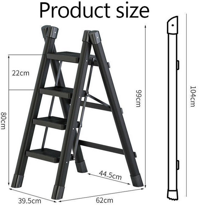 접이식 계단 가정용 다기능 사다리 의자 미끄럼 방지 헤링본 주방 보관 선반, Four step ladder