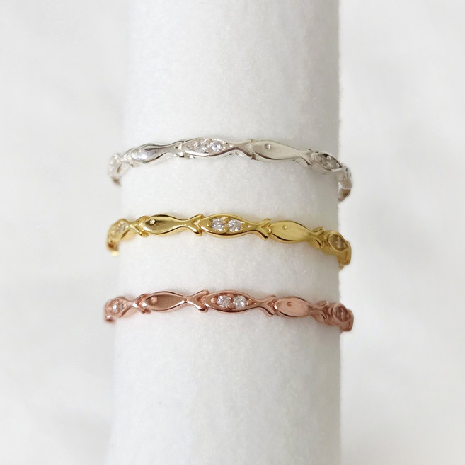 실버925 여성 큐빅 물고기 행운 애끼 은 반지 순은 새끼반지