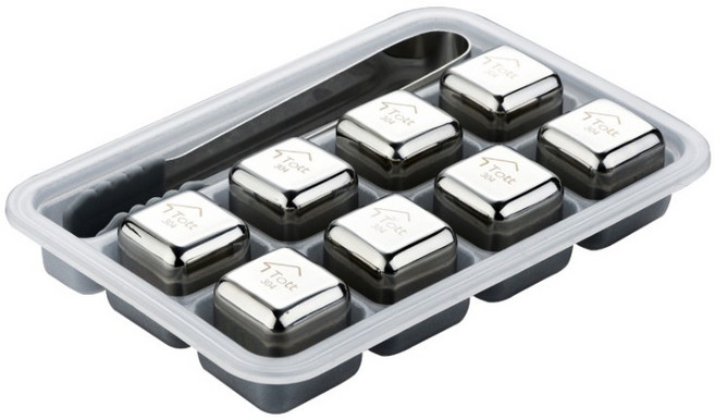 不鏽鋼冰塊 盒裝附夾子 威士忌 啤酒 保冰降溫, 1個, 4入(無附夾子)