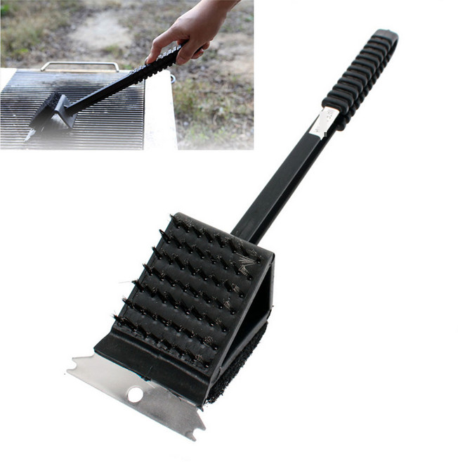 빠른배송 석쇠청소브러쉬 화로대청소 BBQ 캠핑그릴솔 화로대솔 3가지기능, 1개, 청소솔막대형(대)