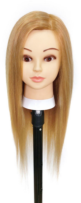 BEUGA(뷰가) 인모 80% 20인치 오리지널 B타입 골드 연습용 통가발 커트 드라이 아이롱 스타일링 미용 연습 가발, 1개