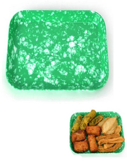 보람스마켓 분식그릇 멜라민 쑥색 미니직사각 접시 옛날떡볶이접시 초록색그릇 탕수육그릇