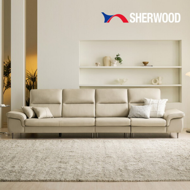 [쉐우드가구] 이태리 천연통가죽 아벨로 6인 소파, 색상:브라운