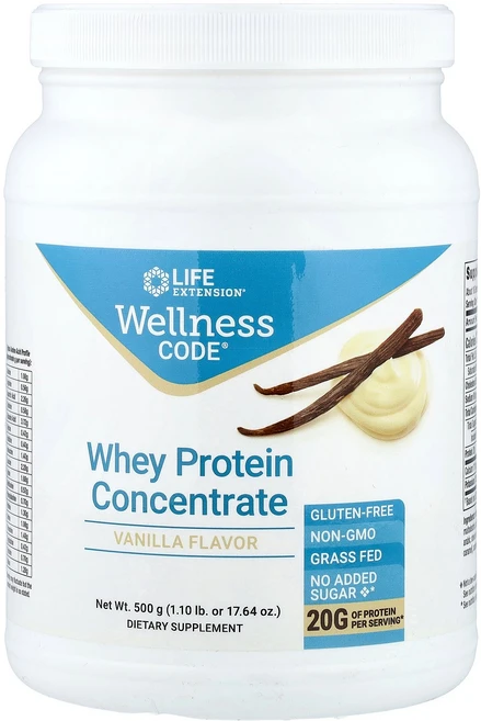 라이프익스텐션 Life Extension Wellness Code® Whey Protein Concentrate Vanilla 1.10 lb 500 g, 1개, 498g - 쿠팡