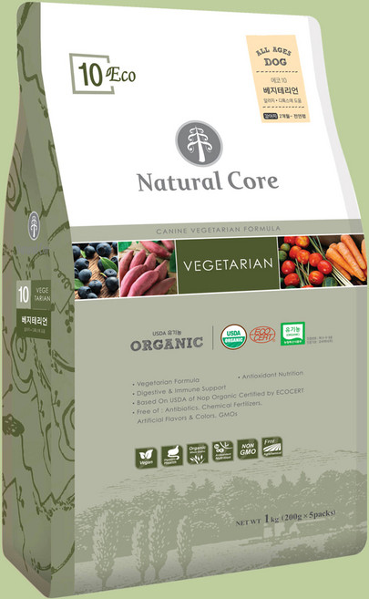강아지 네츄럴코어 베지테리언 10kg 스몰브리드 야채 디톡스 에코10 다이어트 피부 사료, 고구마, 400g, 25개