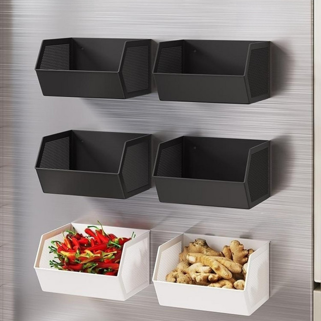 코스토프 주방 냉장고 자석 수납함 바구니 공간절약 마그네틱 정리함, 조절 가능한 휴지통 화이트 단품, 1단