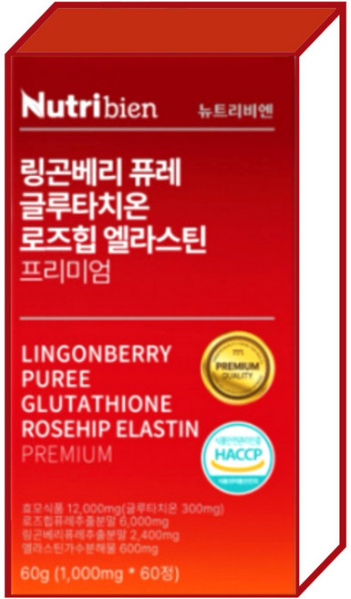 링곤베리퓨레 글루타치온 로즈힙 엘라스틴프리미엄정링곤베리퓨레 엘라스틴 프리미엄 60g 60캡슐 1개, 60정